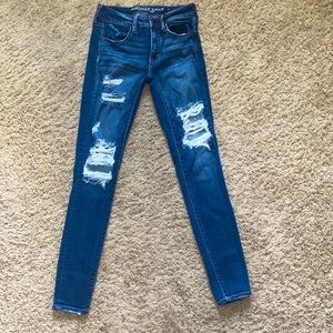 A.E. Super Stretch X Distressed Skinny Jeans